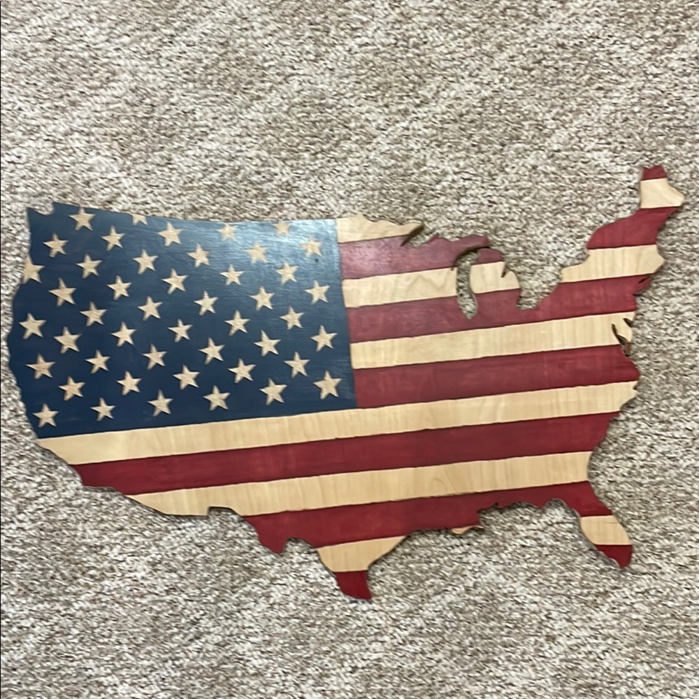 Wooden Handmade USA Map Wall Decor